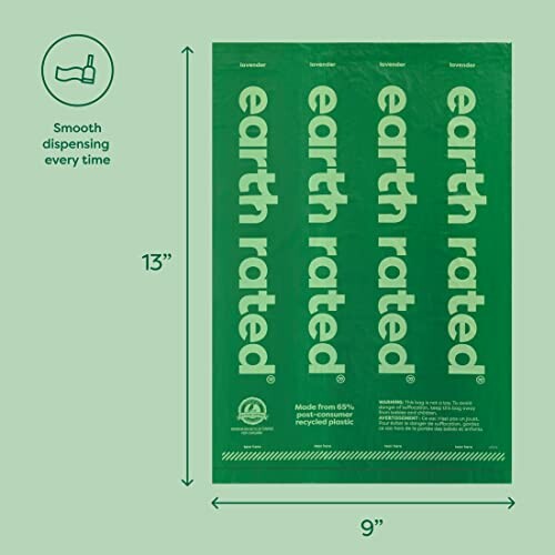 Earth Rated lavender-scented dog poop bags, smooth dispensing for a seamless experience during walks.