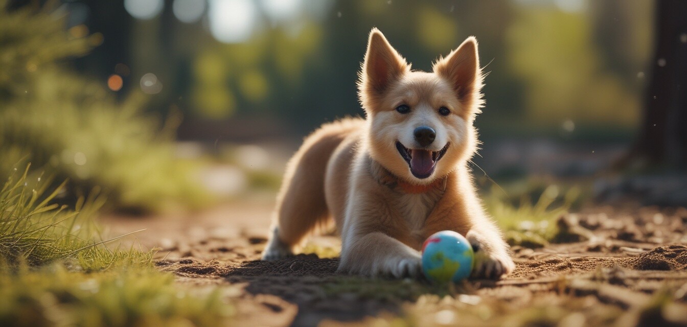 Dog playing with eco-friendly toy